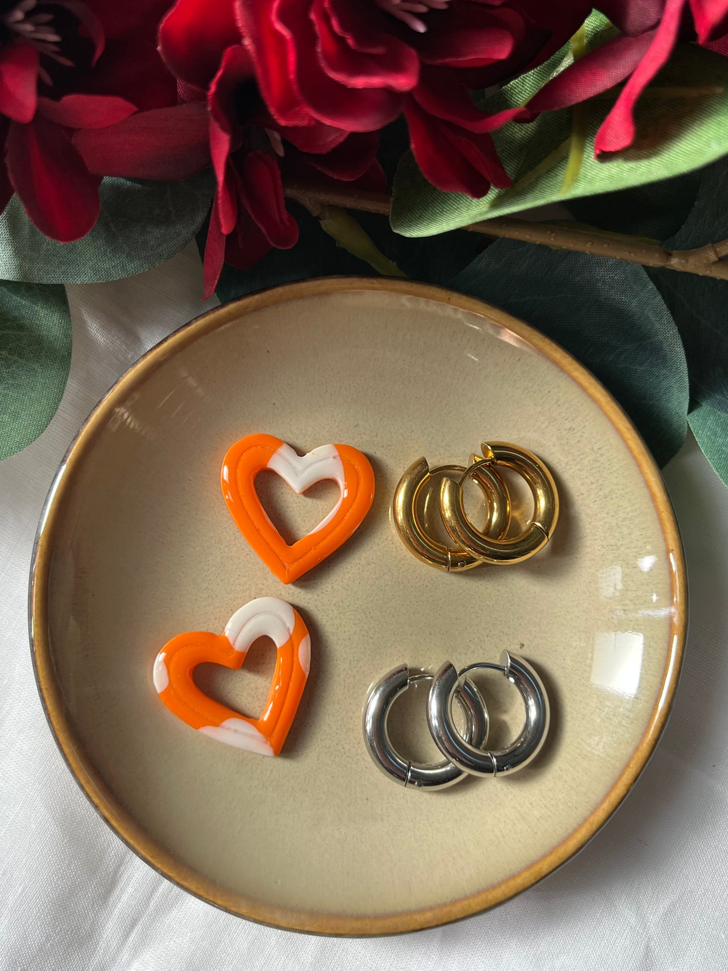 Cœur Orange & Blanc