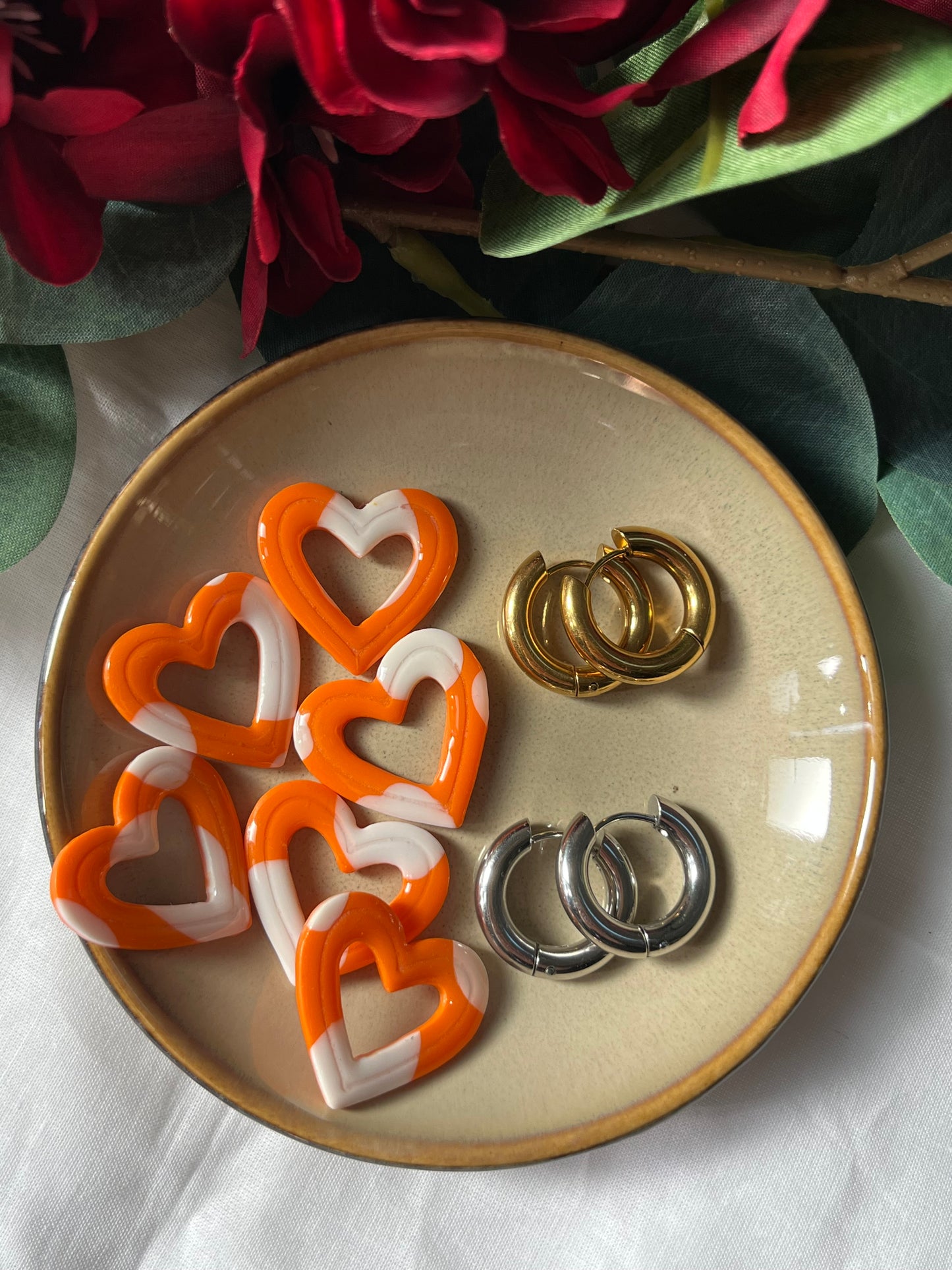 Cœur Orange & Blanc